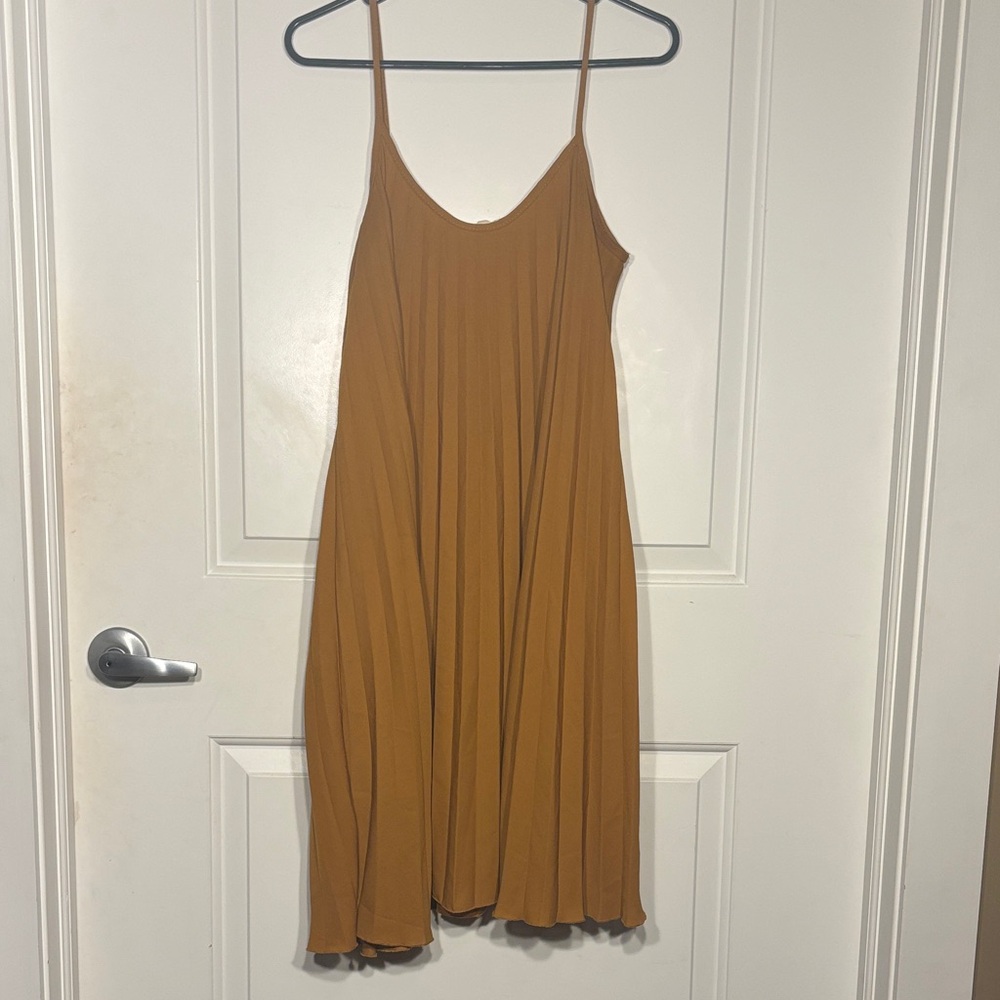 Women’s Camel Slip Dress with Spaghetti Straps